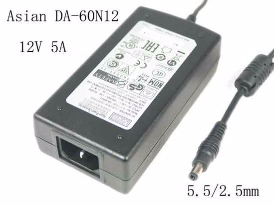 APD / Asian Power Devices DA-60N12 AC Adapter 5V-12V 12V 5A, 5.5/2.5mm, C14