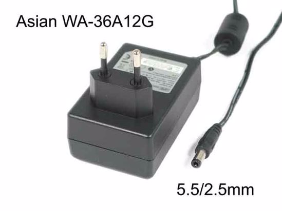 APD / Asian Power Devices WA-36A12G AC Adapter 5V-12V 12V 3A, 5.5/2.5mm, EU 2P