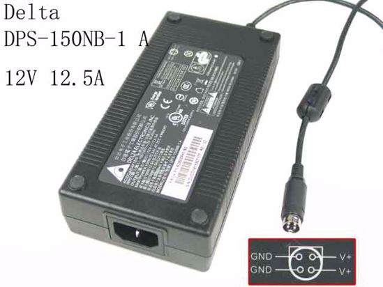 Delta Electronics DPS-150NB-1 A AC Adapter 5V-12V 12V 12.5A, 4P P1 2=V