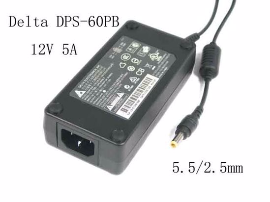 Delta Electronics DPS-60PB A AC Adapter 5V-12V 12V 5A, 5.5/2.5mm, C14