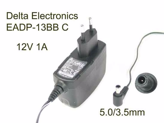 Delta Electronics EADP-13BB C AC Adapter 5V-12V 12V 1A, Barrel 5.0/3.5mm with Pin, EU 2-