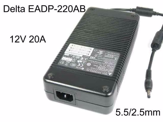 Delta Electronics EADP-220AB B AC Adapter 5V-12V 12V 20A, 5.5/2.5mm, C14