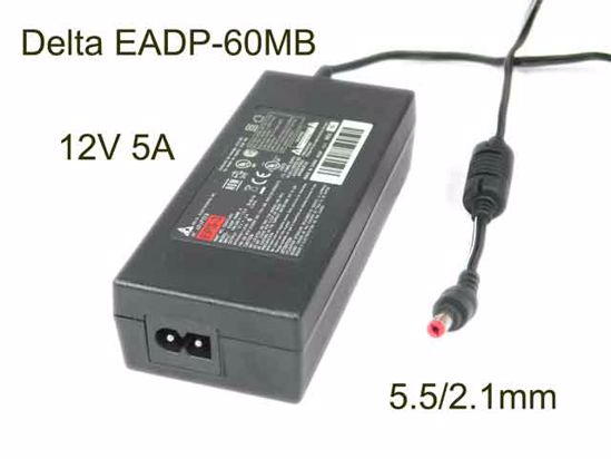 Delta Electronics EADP-60MB A AC Adapter 5V-12V 12V 5A, 5.5/2.1mm, 2-Prong