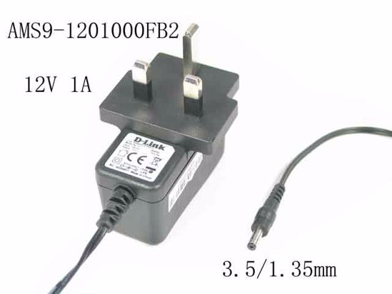 D-Link AMS9-1201000FB2 AC Adapter 5V-12V 12V 1A, Barrel 3.5/1.35mm, UK 3-Pin Plug