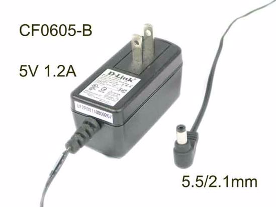 D-Link CF0605-B AC Adapter 5V-12V 5V 1.2A, 5.5/2.1mm, US 2P