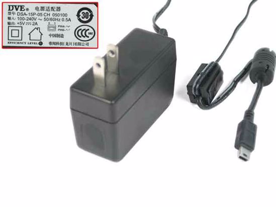 DVE DSA-12PFA-05 AC Adapter 5V-12V 5V 2A, Micro USB, US 2P