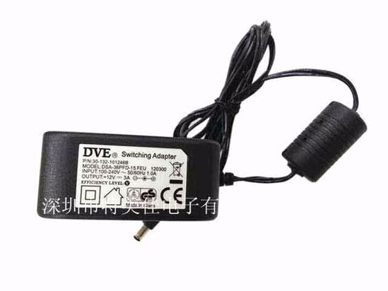 DVE DSA-36PFD-15FEU AC Adapter 5V-12V 12V 3A, 5.5/2.1mm, EU 2P