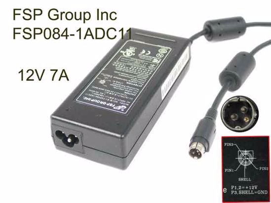 FSP Group Inc FSP084-1ADC11 AC Adapter 5V-12V 12V 7A, 3-Pin Din, 3-Prong