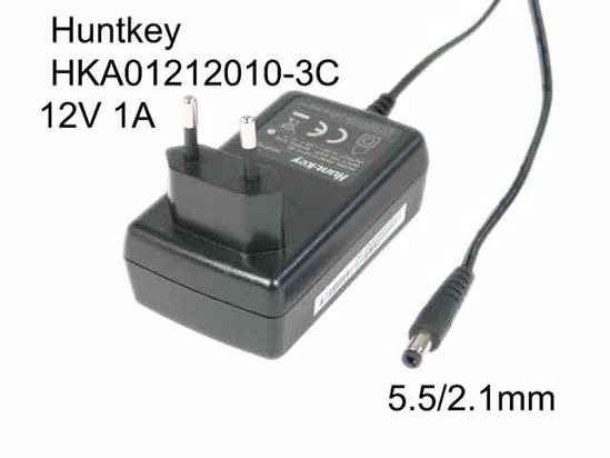 Huntkey HKA01212010-3C AC Adapter 5V-12V 12V 1A, 5.5/2.1mm, EU 2P