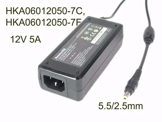 Huntkey HKA06012050-7C AC Adapter 5V-12V 12V 5A, 5.5/2.5mm, C14, NEW