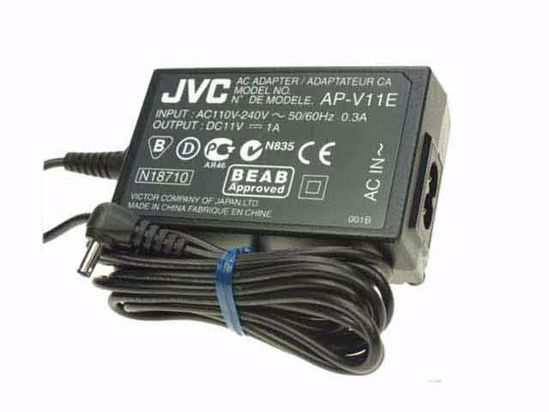 JVC AP-V11E AC Adapter 5V-12V 11V 1.0A, Tip, 2-Prong