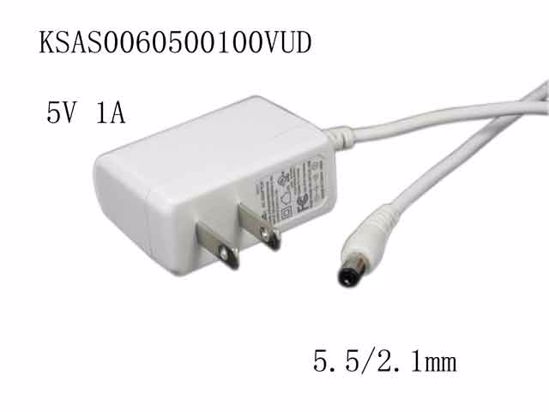 Ktec KSAS0060500100VUD AC Adapter 5V-12V 5V 1A, 5.5/2.1mm, US 2P