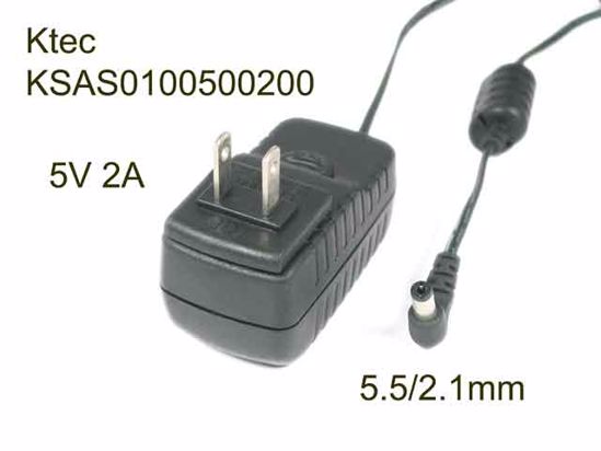 Ktec KSAS0100500200D5 AC Adapter 5V-12V 5V 2A, 5.5/2.1mm, US 2P