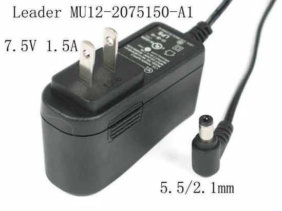 LEI / Leader MU12-2075150-A1 AC Adapter 5V-12V 7.5V 1.5A, 5.5/2.1mm, US 2P