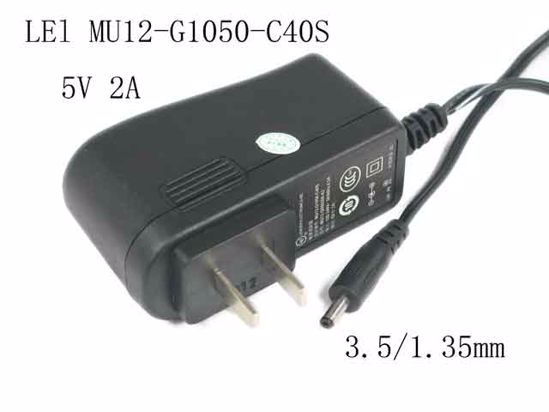 LEI / Leader MU12-G1050-C40S AC Adapter 5V-12V 5V 2A, 3.5/1.35mm, US 2P