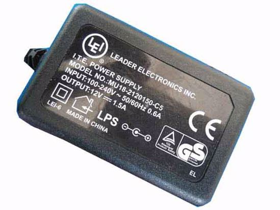 LEI / Leader MU18-2120150-C5 AC Adapter 5V-12V 12V 1.5A, 5.5/2.1mm, EU 2P