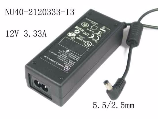 LEI / Leader NU40-2120333-I3 AC Adapter 5V-12V 12V 3.33A, 5.5/2.5mm, 2-Prong