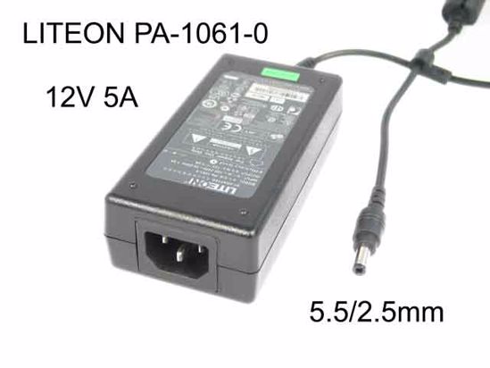 LITE-ON PA-1061-0 AC Adapter 5V-12V 12V 5A, 5.5/2.5mm, C14