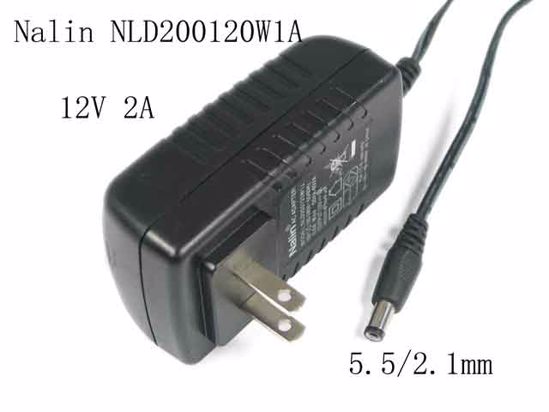 Nalin NLD200120W1A AC Adapter 5V-12V 12V 2A, 5.5/2.1mm, US 2P