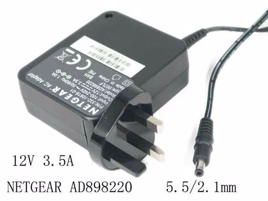 NETGEAR AD898220 AC Adapter 5V-12V 12V 3.5A, 5.5/2.1mm, UK 3P