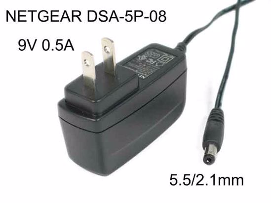 NETGEAR DSA-5P-08 FUS AC Adapter 5V-12V 9V 0.5A, 5.5/2.1mm, US 2P