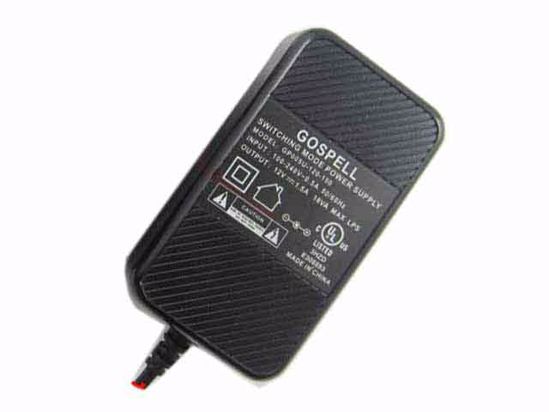 Other Brands GOSPELL AC Adapter 5V-12V 12V 1.5A, 5.5/2.5mm, US 2P