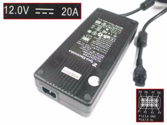 Other Brands Tyco Electronics AC Adapter 5V-12V 12V 20.0A, 8H tip, C14