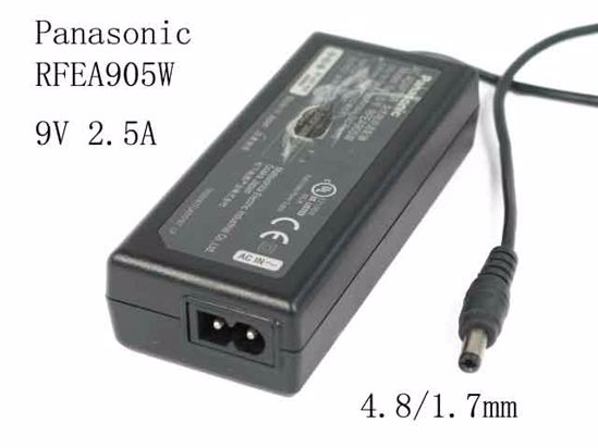 Panasonic RFEA905W AC Adapter 5V-12V 9V 2.5A, Barrel 4.8/1.7mm, 2-Prong