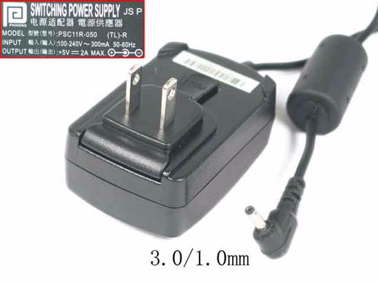 PHIHONG PSC11R-050 AC Adapter 5V-12V 5V 2A, 3.0/1.0mm, US 2P