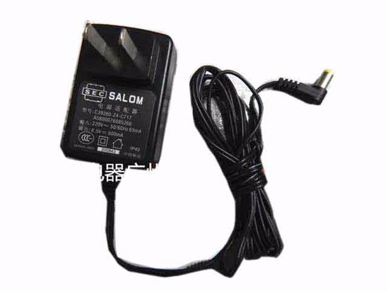 Salom C39280-Z4-C717 AC Adapter 5V-12V 6.5V 0.6A, 5.5/3.0mm, US 2P