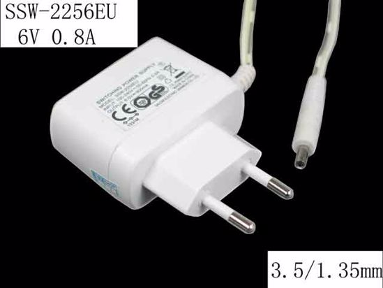 Salom SSW-2256EU AC Adapter 5V-12V 6V 0.8A, EU 2P,