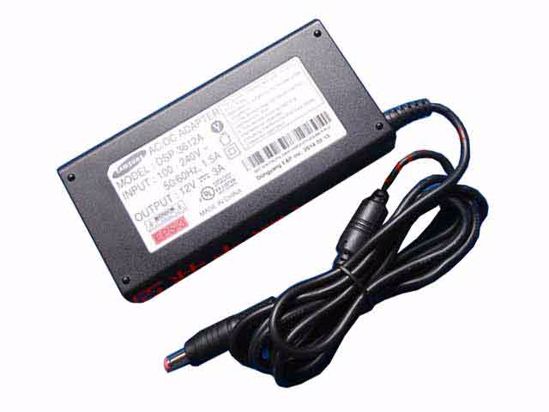 Samsung Laptop Common Item (Samsung Laptop) AC Adapter 5V-12V 12V 3A, 5.5/2.1mm, 2-Prong