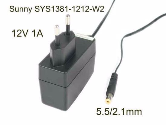 Sunny SYS1381-1212-W2 AC Adapter 5V-12V 12V 1A, Barrel 5.5/2.1mm, EU 2-Pin Plug