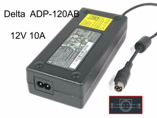 Delta Electronics ADP-120AB AC Adapter 5V-12V 12V 10A, 4P P1 4=V