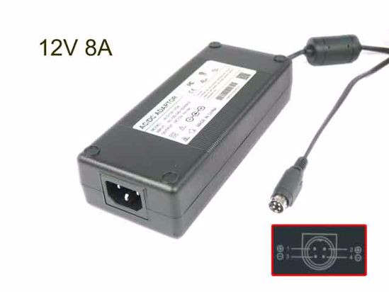 ACP OEM Power AC Adapter 5V-12V 12V 8A, 4P P1 4=V