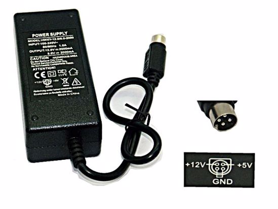 ACP OEM Power AC Adapter 5V-12V 12V 2A, 5V 2A, 4P P1=5V P4=12V, C14, New