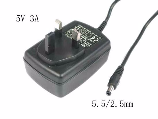 Other Brands Juke AC Adapter 5V-12V 5V 3A, Barrel 5.5/2.5mm, UK 3-Pin Plug