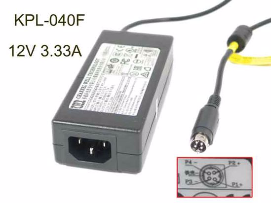 CWT / Channel Well Technology KPL-040F AC Adapter 5V-12V 12V 3.33A, 4P P1 P4=V