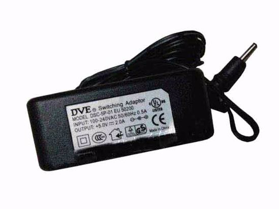 DVE DSA-0101F-05UP AC Adapter 5V-12V 5V 2A, 3.5/1.35mm, EU 2P Plug, New