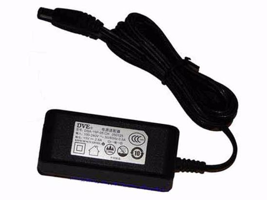 DVE DSA-15P-05 AC Adapter 5V-12V 5V 2.5A, 5.5/2.5mm, US 2P Plug, New