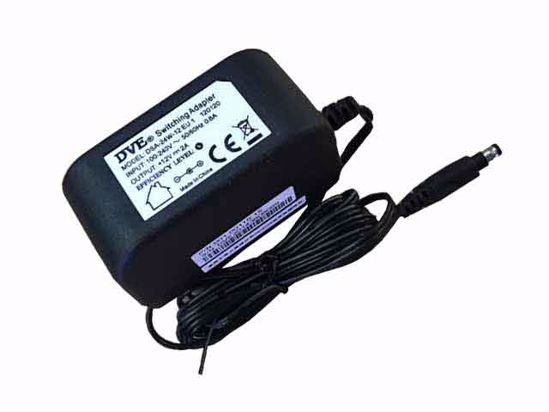 DVE DSA-24W-12 AC Adapter 5V-12V 12V 2A, 5.5/2.1mm, US 2P Plug, New