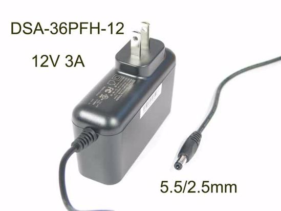 DVE DSA-36PFH-12 AC Adapter 5V-12V 12V 3A, 5.5/2.1mm, US 2P Plug, New