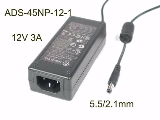 HOIOTO ADS-45NP-12-1 AC Adapter 5V-12V 12V 3A, 5.5/2.1mm, C14