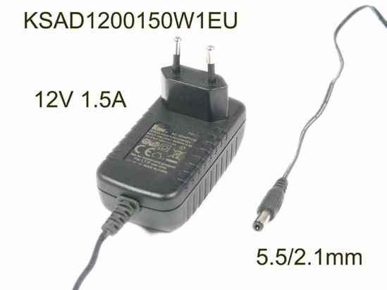 Ktec KSAD1200150W1EU AC Adapter 5V-12V 12V 1.5A, 5.5/2.1mm, EU 2P Plug, New