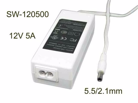 Lenovo AC Adapter (Lenovo) AC Adapter 5V-12V SW-120500, 12V 5A, 5.5/2.1mm, 2P, New