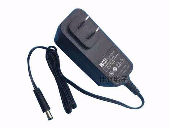 Mass Power NBS24J120120VC AC Adapter 5V-12V 12V 1.2A, 5.5/2.1mm, US 2P Plug, New