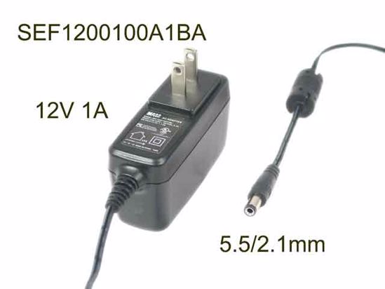 Mass Power SEF1200100A1BA AC Adapter 5V-12V 12V 1A, 5.5/2.1mm, US 2P Plug, New