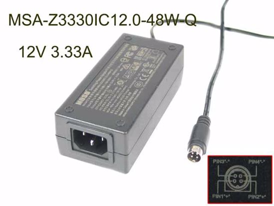 MOSO MSA-Z3330IC12.0-48W-Q AC Adapter 5V-12V 12V 3.33A, 4-Pin Din, C14,