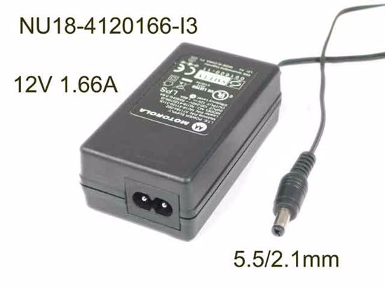 Motorola NU18-4120166-I3 AC Adapter 5V-12V 12V 1.66A, 5.5/2.1mm, 2P