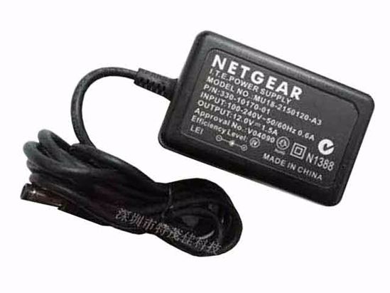 NETGEAR MU18-2150120-A3 AC Adapter 5V-12V 12V 1.5A, 5.5/2.5mm, US 2P Plug, New